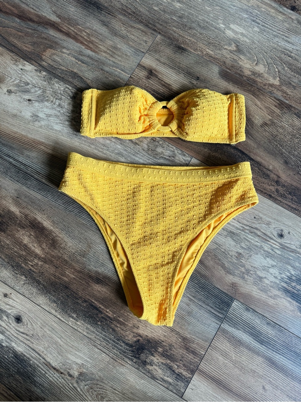 Roxy Bright Yellow Textured Swimwear Top
